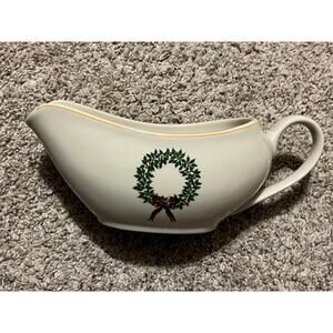 Merry Brite GRAVY BOAT MBT1  Christmas Holly Trees Poinsettia Replacement Vtg